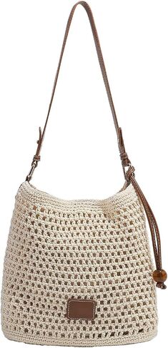 Crochet Knitted Summer Tote, Soft Woven Beach Shoulder Bag, Bohemian Hollow Hobo Purses for Shopping Vacation in Saudi Arabia