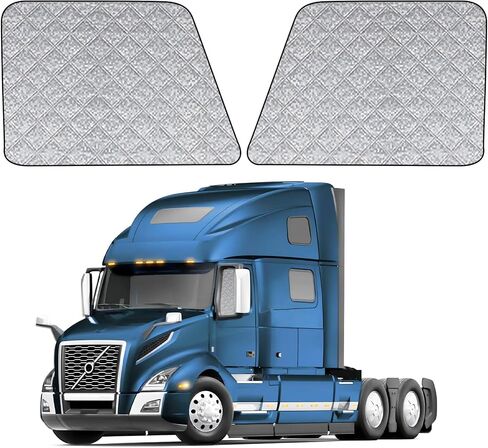 Side Window Sun Shade for Freightliner Cascadia 2018-2026, Custom Fit 210T Reflective Sunshade for Semi Truck, 6-Layer Heat Insulation Privacy Protector, Block 99% UV Rays, 2PCS in Saudi Arabia
