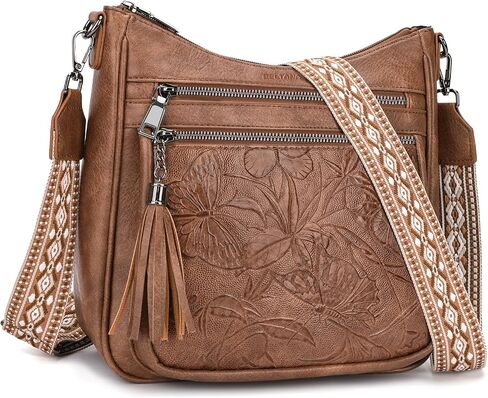 BELTANA Medium Vegan Leather Crossbody Shoulder Bag for Women, Multi Pocket Travel Purse with Adjustable Wide Strap in Kuwait