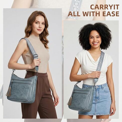 BELTANA Medium Vegan Leather Crossbody Shoulder Bag for Women, Multi Pocket Travel Purse with Adjustable Wide Strap in Kuwait