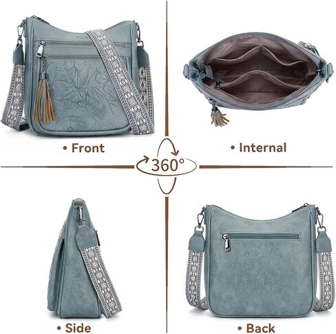 BELTANA Medium Vegan Leather Crossbody Shoulder Bag for Women, Multi Pocket Travel Purse with Adjustable Wide Strap in Kuwait
