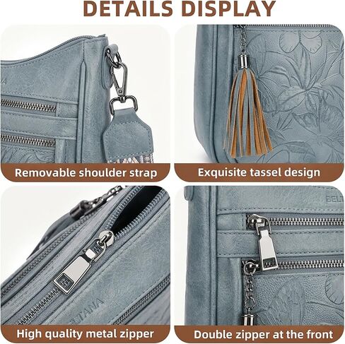 BELTANA Medium Vegan Leather Crossbody Shoulder Bag for Women, Multi Pocket Travel Purse with Adjustable Wide Strap in Kuwait