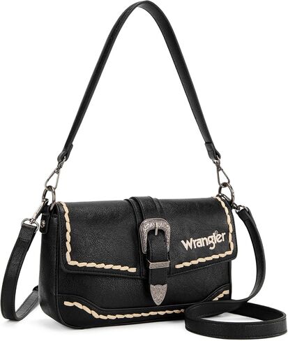 Wrangler Western Shoulder Bag for Women, Flap Crossbody Purse with Whipstitch Detail & Fringe,Vintage Cowgirl Handbag in Kuwait