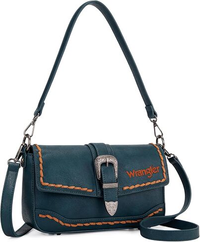 Wrangler Western Shoulder Bag for Women, Flap Crossbody Purse with Whipstitch Detail & Fringe,Vintage Cowgirl Handbag in Kuwait