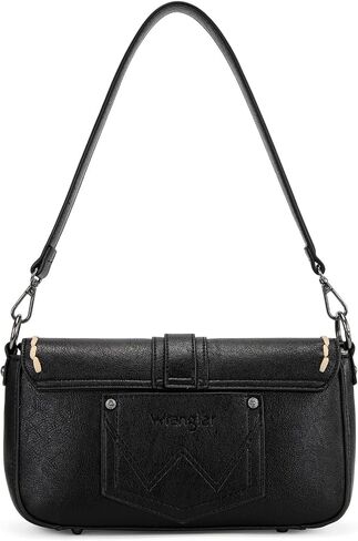 Wrangler Western Shoulder Bag for Women, Flap Crossbody Purse with Whipstitch Detail & Fringe,Vintage Cowgirl Handbag in Kuwait