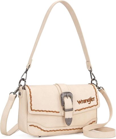 Wrangler Western Shoulder Bag for Women, Flap Crossbody Purse with Whipstitch Detail & Fringe,Vintage Cowgirl Handbag in Kuwait
