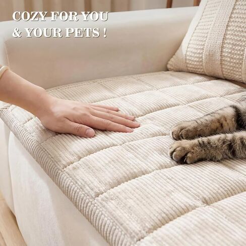 Pet Couch Cover Dogs Washable Non-Slip Couch Protector Pet Friendly Dog Mat for Couches and Sofas（Beige White, 27.6"×70.9"） in Saudi Arabia