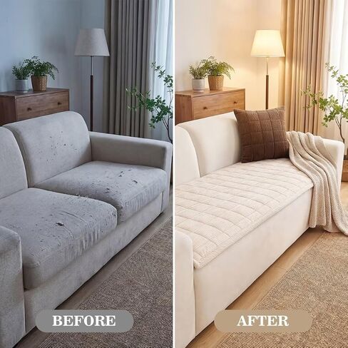 Pet Couch Cover Dogs Washable Non-Slip Couch Protector Pet Friendly Dog Mat for Couches and Sofas（Beige White, 27.6"×70.9"） in Saudi Arabia