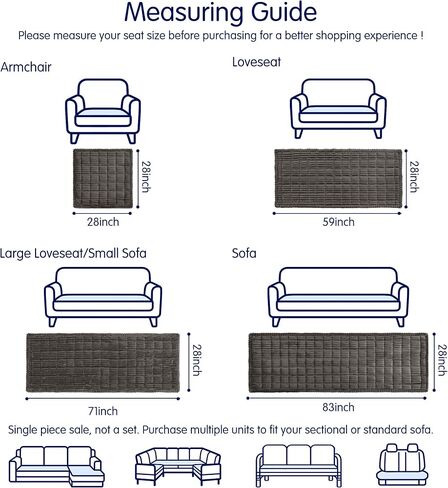 SUBRTEX Couch Cover for Dogs, Non-Slip Sofa Mat Washable, Thick Sofa Slipcover Cushion Protector Pet-Friendly (Gray, 27.6"x59.1") in Saudi Arabia