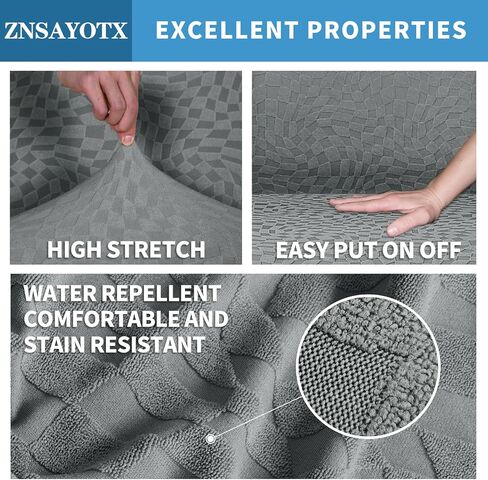 ZNSAYOTX 2026 Stretch Sectional Couch Covers Stylish Irregular Slipcovers with Elastic Bottom for L Shape Sectional Sofa, 2 Pcs Pet Friendly Protector (3 Seat Sofa + 3 Seat Chaise, Light Grey) in Saudi Arabia