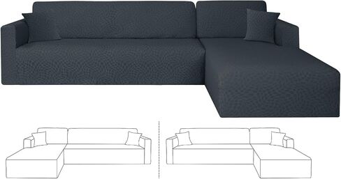 ZNSAYOTX 2026 Stretch Sectional Couch Covers Stylish Irregular Slipcovers with Elastic Bottom for L Shape Sectional Sofa, 2 Pcs Pet Friendly Protector (3 Seat Sofa + 3 Seat Chaise, Light Grey) in Saudi Arabia