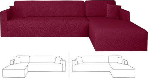 ZNSAYOTX 2026 Stretch Sectional Couch Covers Stylish Irregular Slipcovers with Elastic Bottom for L Shape Sectional Sofa, 2 Pcs Pet Friendly Protector (3 Seat Sofa + 3 Seat Chaise, Light Grey) in Saudi Arabia
