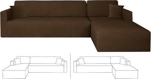 ZNSAYOTX 2026 Stretch Sectional Couch Covers Stylish Irregular Slipcovers with Elastic Bottom for L Shape Sectional Sofa, 2 Pcs Pet Friendly Protector (3 Seat Sofa + 3 Seat Chaise, Light Grey) in Saudi Arabia