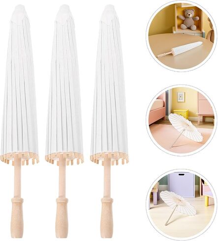 5pcs White Oil Paper Umbrellas, 23. 6 Inch Asian Paper Parasol, Handmade Bamboo Wedding Umbrellas for Dance, Crafts Party Decor in Saudi Arabia