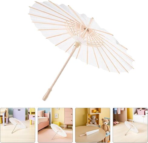 5pcs White Oil Paper Umbrellas, 23. 6 Inch Asian Paper Parasol, Handmade Bamboo Wedding Umbrellas for Dance, Crafts Party Decor in Saudi Arabia