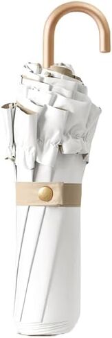 Floral Edge Travel Folding Umbrella with Golden Hook-Shaped Handle for Women Girls Kids/Portable Parasol/UPF 50+ UV Protection/Lightweight Compact/Rain Sun/Backpack Car in Saudi Arabia
