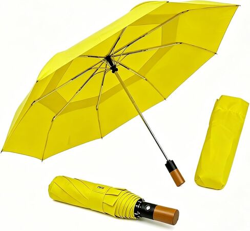Strongest Windproof Golf Umbrella with Solid Wooden Handle - Extra Large Double Canopy Auto Folding Umbrella, Heavy Duty Portable Sun Rain Umbrella for Men Women, Fits Push Cart Car Backpack in Saudi Arabia