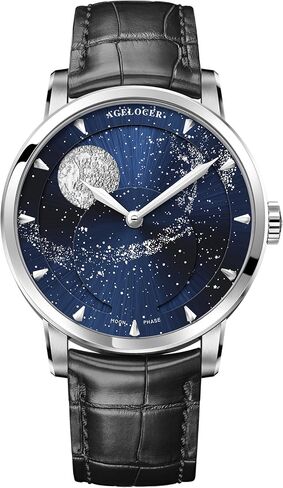 AGELOCER Moon Phase Watch Original Design, Automatic Mechanical Watches for Men, Leather Strap Waterproof Dress Watches Mens Gift in Kuwait