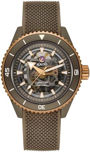 Rado - Captain Cook - Men's Automatic Swiss Watch - 43mm Grey Dial - Green Rubber & High-Tech Ceramic Bracelet - R32150168 in Kuwait