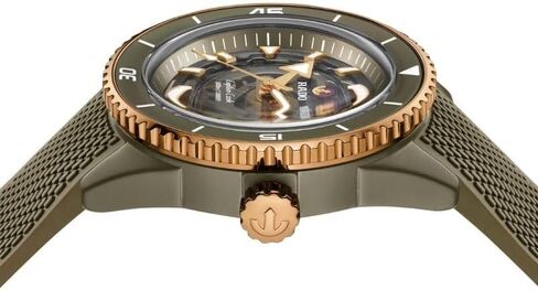 Rado - Captain Cook - Men's Automatic Swiss Watch - 43mm Grey Dial - Green Rubber & High-Tech Ceramic Bracelet - R32150168 in Kuwait