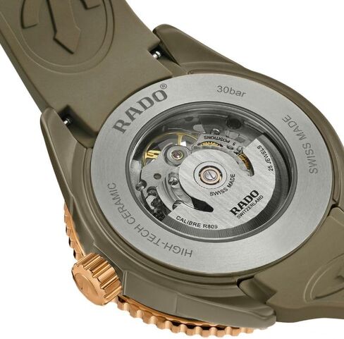 Rado - Captain Cook - Men's Automatic Swiss Watch - 43mm Grey Dial - Green Rubber & High-Tech Ceramic Bracelet - R32150168 in Kuwait