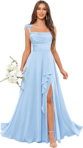 Spaghetti Straps Chiffon Bridesmaid Dress Long Pleated Corset Formal Evening Prom Party Gowns for Women in Saudi Arabia