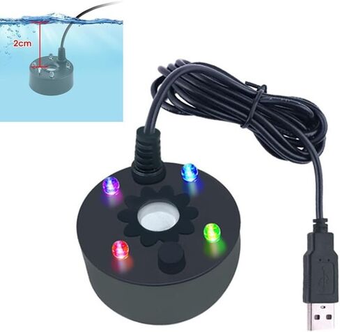 عبوة واحدة من صانع الرذاذ USB مع 4 مصابيح LED للنوافير الداخلية والهالوين، يخلق الضباب تأثيرًا ضبابيًا في حاويات المياه، رذاذ مع أضواء متغيرة اللون in Kuwait
