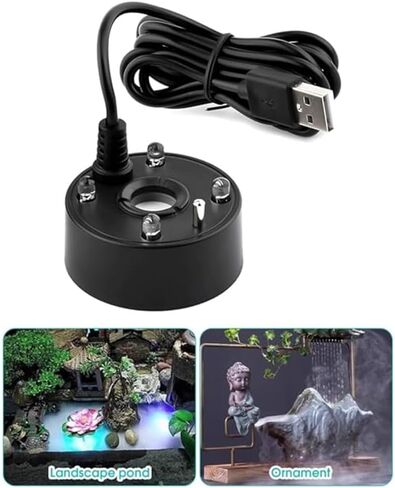 عبوة واحدة من صانع الرذاذ USB مع 4 مصابيح LED للنوافير الداخلية والهالوين، يخلق الضباب تأثيرًا ضبابيًا في حاويات المياه، رذاذ مع أضواء متغيرة اللون in Kuwait
