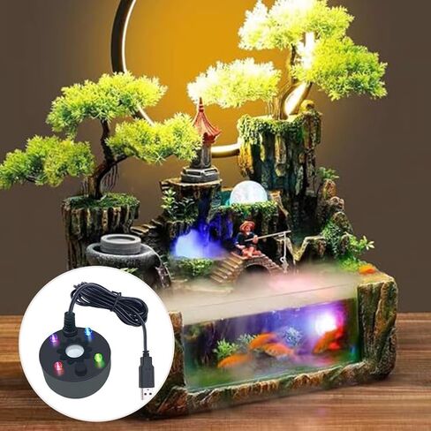 عبوة واحدة من صانع الرذاذ USB مع 4 مصابيح LED للنوافير الداخلية والهالوين، يخلق الضباب تأثيرًا ضبابيًا في حاويات المياه، رذاذ مع أضواء متغيرة اللون in Kuwait