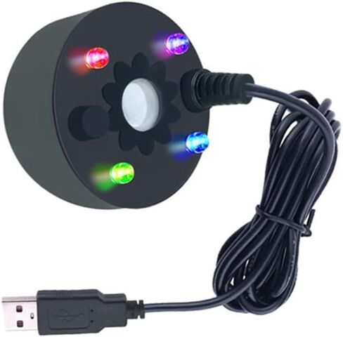 عبوة واحدة من صانع الرذاذ USB مع 4 مصابيح LED للنوافير الداخلية والهالوين، يخلق الضباب تأثيرًا ضبابيًا في حاويات المياه، رذاذ مع أضواء متغيرة اللون in Kuwait