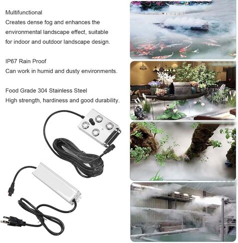 Asixxsix Ultrasonic Mist Maker, Professional IP67 Rain Proof Design Pond Fog Machine Dense Fog Creation Stable Operating Indoor Fountain Mister Foggers for Garden Rockery Halloween (US Plug) in Saudi Arabia