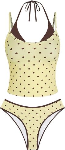ZAFUL Women Double Layer Tankini Set Halter Color Block Swimsuit Tummy Control Two Piece Bathing Suit in Kuwait