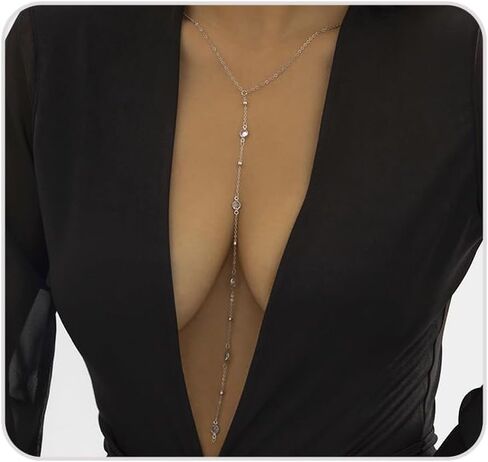 Gold Long Chain Y Necklace for Women Dainty Tassel Rhinestone Statement Collar Choker Necklace Simple Daily Charm Beach Party Jewelry in Saudi Arabia