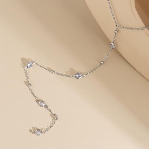 Gold Long Chain Y Necklace for Women Dainty Tassel Rhinestone Statement Collar Choker Necklace Simple Daily Charm Beach Party Jewelry in Saudi Arabia