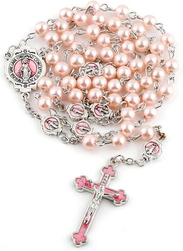 Catholic Rosary Necklace, Solid Glass Beads, Prayer Guide Included, Faith Gift for Women in Kuwait