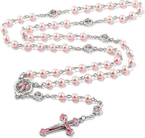 Catholic Rosary Necklace, Solid Glass Beads, Prayer Guide Included, Faith Gift for Women in Kuwait