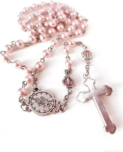 Catholic Rosary Necklace, Solid Glass Beads, Prayer Guide Included, Faith Gift for Women in Kuwait