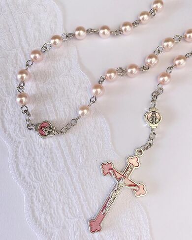 Catholic Rosary Necklace, Solid Glass Beads, Prayer Guide Included, Faith Gift for Women in Kuwait