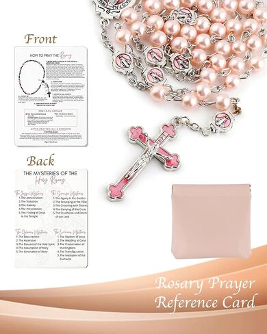 Catholic Rosary Necklace, Solid Glass Beads, Prayer Guide Included, Faith Gift for Women in Kuwait