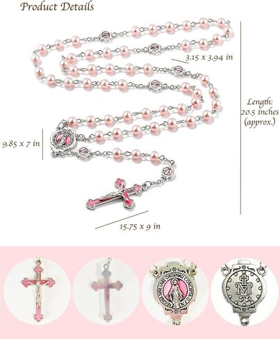 Catholic Rosary Necklace, Solid Glass Beads, Prayer Guide Included, Faith Gift for Women in Kuwait
