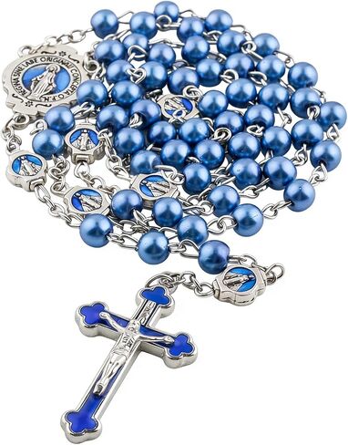 Catholic Rosary Necklace, Solid Glass Beads, Prayer Guide Included, Faith Gift for Women in Kuwait