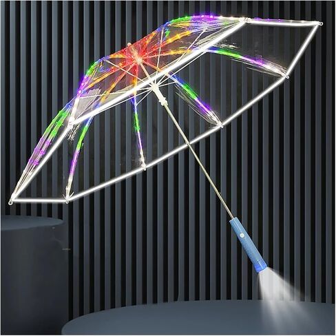 Led Umbrella Colorful Led Clear Umbrellas With Flashlight，Long Handle Transparent Flashlight Light Up Umbrella,for Wedding photography party birthday christmas gifts in Saudi Arabia