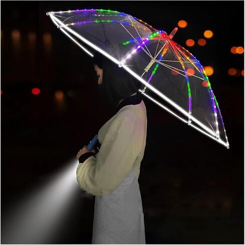 Led Umbrella Colorful Led Clear Umbrellas With Flashlight，Long Handle Transparent Flashlight Light Up Umbrella,for Wedding photography party birthday christmas gifts in Saudi Arabia