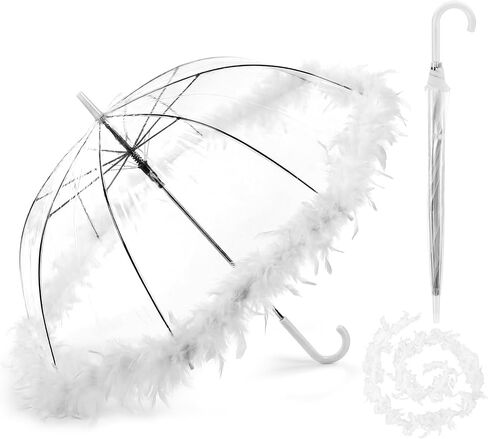 Geetery Clear Dome Umbrella for Prom Wedding, Large 34.6" Fancy Clear Bubble Prom Umbrella for Graduation, Wedding Second Line, Bridal Shower & Outdoor Events, Parasol in Kuwait