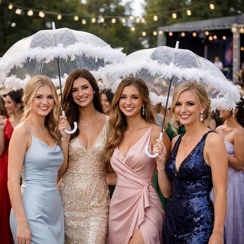 Geetery Clear Dome Umbrella for Prom Wedding, Large 34.6" Fancy Clear Bubble Prom Umbrella for Graduation, Wedding Second Line, Bridal Shower & Outdoor Events, Parasol in Kuwait