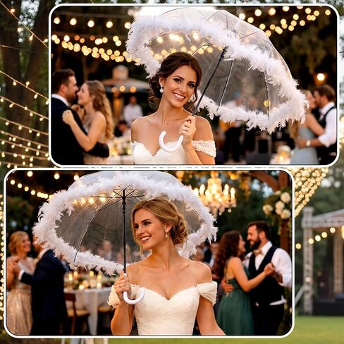 Geetery Clear Dome Umbrella for Prom Wedding, Large 34.6" Fancy Clear Bubble Prom Umbrella for Graduation, Wedding Second Line, Bridal Shower & Outdoor Events, Parasol in Kuwait