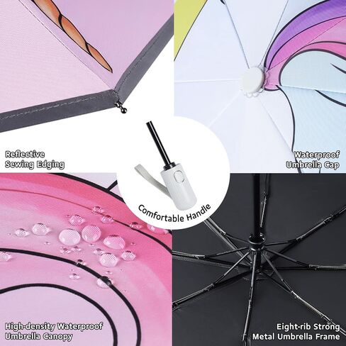 Kids Folding Umbrella Auto Open & Close, UV Resistant, Anti-Rebound Safe Design, 8-Rib Reinforced Canopy, 360° Reflective Strip, Lightweight Travel Umbrella for Girls and Boys in Saudi Arabia