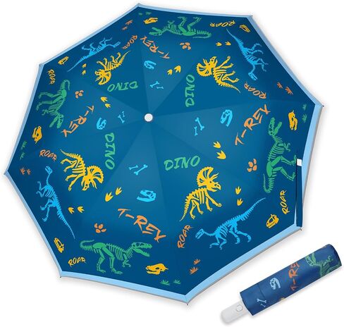 Kids Folding Umbrella Auto Open & Close, UV Resistant, Anti-Rebound Safe Design, 8-Rib Reinforced Canopy, 360° Reflective Strip, Lightweight Travel Umbrella for Girls and Boys in Saudi Arabia