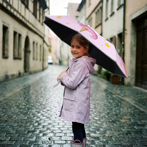 Kids Folding Umbrella Auto Open & Close, UV Resistant, Anti-Rebound Safe Design, 8-Rib Reinforced Canopy, 360° Reflective Strip, Lightweight Travel Umbrella for Girls and Boys in Saudi Arabia