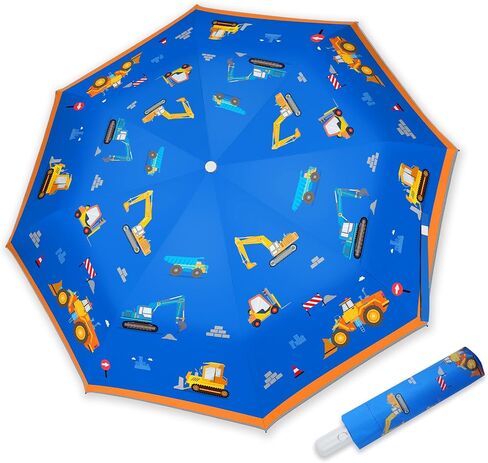 Kids Folding Umbrella Auto Open & Close, UV Resistant, Anti-Rebound Safe Design, 8-Rib Reinforced Canopy, 360° Reflective Strip, Lightweight Travel Umbrella for Girls and Boys in Saudi Arabia
